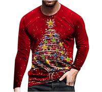 Mens Xmas Sweatshirt UK Sale, Funny Christmas Jumper 3D Printed Pullover Long Sleeve Tops Crewneck Tshirts Ugly Novelty Sweater Comfortable Tee Casual Shirt Activewear Lightweight Sweatshirts