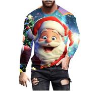 Men's Xmas Tree Jumper Ugly Christmas Sweatshirt 3D Printed Funny Pullover Reindeer Santa Claus Jumpers Crewneck Sweatshirts Long Sleeve Pullover Causal Slim Fit Sweater Gifts for Men