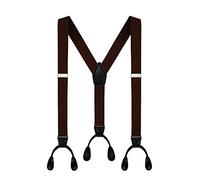 Men's Y-Back 1.4 Inches Wide Button End Elastic Adjustable Suspenders - brown - Large