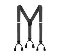 Men's Y-Back 1.4 Inches Wide Button End Elastic Adjustable Suspenders - Grey - Large