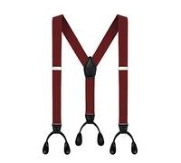 Men's Y-Back 1.4 Inches Wide Button End Elastic Adjustable Suspenders - Red - Large
