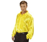 Mens Yellow 1970s Ruffle Shirt Disco Fancy Dress Retro Costume