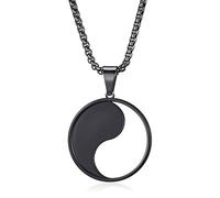 Men's Yin Yang Pendant Necklace with 24 Inch Stainless Steel Chain Taoist Symbol Amulet Balance Jewelry for Men, Stainless Steel, No Gemstone