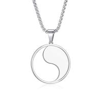 Men's Yin Yang Pendant Necklace with 24 Inch Stainless Steel Chain Taoist Symbol Amulet Balance Jewelry for Men, Stainless Steel, No Gemstone