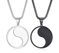 Men's Yin Yang Pendant Necklace with 24 Inch Stainless Steel Chain Taoist Symbol Amulet Balance Jewelry for Men, Stainless Steel, No Gemstone