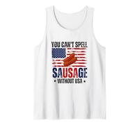Mens You Can't Spell Sausage Without USA 4th Of July Sausages Tank Top