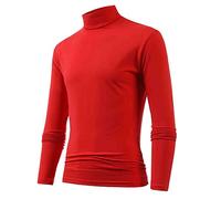 Men's Z05 Turtleneck Pullover - Warm Fine Knit Sweater, Slim Fit Long Sleeve Casual Winter Jumper, Red, XXL