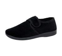 Mens Zak Diabetic Orthopaedic Wide Easy Opening & Close House Hard Sole Slippers Black-Zak 9