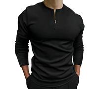 Men's Zip Collar Long Sleeve Polo Shirt, Stylish Zip Collar Polo Shirt, Comfortable Long Sleeve Polo Shirt, Trendy Zip Detail Polo Shirt, Men's Casual Zip Neck Polo Shirt