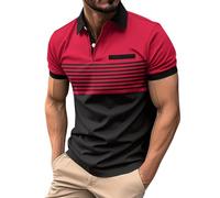 Mens Zip Henley T-Shirt Deer Head Embroidery Tennis Short Sleeve Top Regular Slim Fit White Polo Shirt Mens 4XL Golf Tops for Men Vests for Men UK Pack Long Sleeve