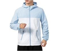 Mens Zip Hoodies Clearance, Lightweight Sweatshirts Gym Running Jackets with Zip Pockets Contrast Color Hooded Jacket Full Zipper Sweatshirt Cycling Jacket Windbreaker Track Top Tracksuit