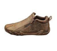Men's Zip up Casual Shoes Slip on Trainers for Men, Leather Look Walking Sneakers with Wide Fit Comfort, Anti Slip Sole, Cushioned Insole, Flexible Flat Design, Easy Wear Support Brown
