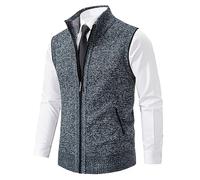 Men's Zip Up Fleece Lined Vest Lightweight Warm Sleeveless Jacket Casual Softshell Hiking Outdoor Tank Tops Country Farmer's Contrast Fleece Gilet Blue XXXL