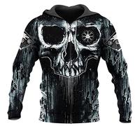 Men's Zip Up Hooded Sweatshirt Viking Symbol Tattoo Pattern Print Hoodie Unisex Long Sleeve Pullover Zip Cardigan with Pocket