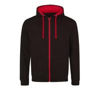 Mens Zip Up Hoodie Contrast Hooded Sweatshirt Jacket Two Tone Varsity Hoody