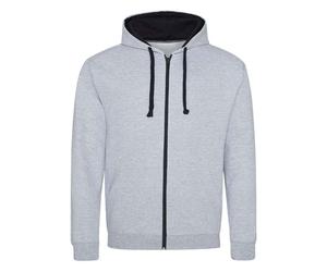 Mens Zip Up Hoodie Contrast Hooded Sweatshirt Jacket Two Tone Varsity Hoody
