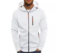 Mens Zip up Hoodie Long Sleeve Patchwork Hooded Sweatshirt Solid Color Lightweight Mens Hoodies with Zipper Pockets Hoodies for Men Uk