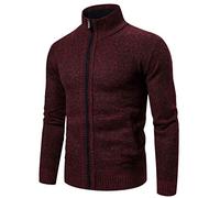 Mens Zip Up Knitted Cardigan,Sweatshirt Coat Autumn Winter Sherpa Lined Lightweight Knitted Drape Cape Autumn and Winter Lapel Sweater Overcoat