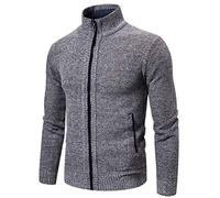 Mens Zip Up Knitted Cardigan,Sweatshirt Coat Autumn Winter Sherpa Lined Lightweight Knitted Drape Cape Autumn and Winter Lapel Sweater Overcoat