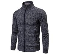 Mens Zip Up Knitted Cardigan,Sweatshirt Coat Autumn Winter Sherpa Lined Lightweight Knitted Drape Cape Autumn and Winter Lapel Sweater Overcoat
