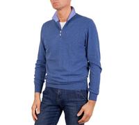 Men's Zip Up Turtleneck mere Blend Silk Made in Italy Sweater Half Zip Pullover Long Sleeve Merino Wool mere Sweater Beige Blue Grey Knit Winter Clothing Gift, denim, L