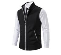 Men's Zip Up Vest Lightweight Warm Sleeveless Jacket Casual Softshell Hiking Outdoor Tank Tops Country Farmer's Contrast Lightweight Knit Gilet Black M