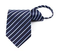 Mens Zipper Pre-tied Clip-On Tie Business Wedding Solid Checks Striped Microfiber Necktie, Stripe 2, One size