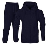 Mens Zipper Tracksuit Set Fleece Hoodie Top Bottoms Jogging Joggers Regular