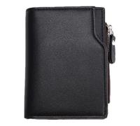 Men's Zipper Wallet - Vertical Wallet with Zipper Coin Compartment, Coin Purse for Men | Compact Multicart Wallet with Zipper and Button for Men, Black, refer to the description, Reference