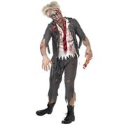 Mens Zombie Costume Adults Halloween Fancy Dress Scary Bloody Outfit