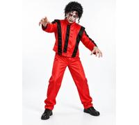 Mens Zombie Dance 80s Halloween Fancy Dress Set Jacket Wig Face Paint | complete costume set, jacket and trousers, styled wig, face paint kit, Halloween ready, 80s theme night