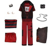 Men's Zombie Victor Cosplay Costume three-piece punk-style Jacket T-shirt Pants and Accessories Halloween Carnival Set (b, S)