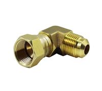 MENSI Propane Gas Water Oil 90 Degree Elbow Connector Coupling Fittings for BBQ Grills, Olympian Wave Heater Replacement for Camco 57633 (3/8" Female Swivel Flare x 3/8" Male Flare)