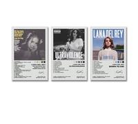 Mensise Lana Del Rey Album Signature Poster Set of 3, Wall Art Canvas Posters, 08x12inch (20x30cm), Modern Style, Living Room, Bedroom, Kitchen