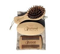MensStocking Filler Beard Grooming Set 2 Brushes and Comb With Hessian Bag Eco Friendly