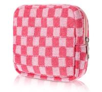 Menstrual Bags for Teen Girls, Corduroy Sanitary Napkin Storage Bag Mini Makeup Pouch Portable Period Pouch with Zipper Sanitary Pads Bag Tampons Holder for Purse First Period Women(Pink)