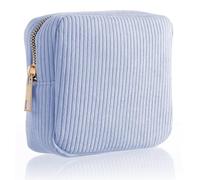 Menstrual Bags for Teen Girls, Corduroy Sanitary Napkin Storage Bag Mini Makeup Pouch Portable Period Pouch with Zipper Sanitary Pads Bag Tampons Holder for Purse First Period Women (Blue)