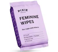 Menstrual Cup Wipes - On The Go Public Bathroom Feminine Wipes - Safe On Period Cups & Menstrual discs - Biodegradable, Flushable, Ph Balanced (20 Count)