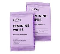 Menstrual Cup Wipes - On The Go Public Bathroom Feminine Wipes - Safe On Period Cups & Menstrual discs - Biodegradable, Flushable, Ph Balanced (20 Count (Pack of 2))