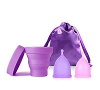 Menstrual Cups with Collapsible Storage Cup, Leak-Proof Design with Medical Grade Silicone Period Cups Reusable, Tampon and Pad Alternative,for Light Flow and Heavy Flow(Large+Small)