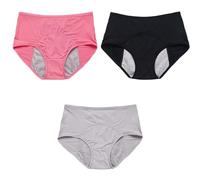 Menstrual Underwear for Women，Three Layers Leakproof Cotton Knickers Incontinence Pants Washable Period Pants Postpartum Bladder Control Protective Briefs Black