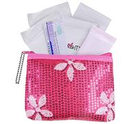 Menstruation Kit - First Period Kit to-go! (Period Starter Kit with Organic & Biodegradable Pads) (Pink)