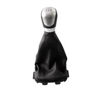 MENSUNUBNM for Ford for Ecosport 2013 2014 2015 2016 2017 2018 Gaiter Boot Cover Manual Gear Shift Knob Car Stying with Black PU Leather(5 Speed Silver)