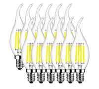 MENTA 12 pcs E14 4W LED Candle Filament Bulbs, 40W Equivalent, Cool White(6500K) Candelabra Light Bulb, Non-Dimmable, Small Edison Screw Candle Light Bulb