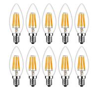 MENTA E14 6W Filament LED Candle Candelabra Bulb 60W Incandescent Equivalent Warm White 2700K 600lm Super Bright SES Vintage Bulb Small Edison Screw Candle Bulb Not Dimmable Glass - Pack of 10