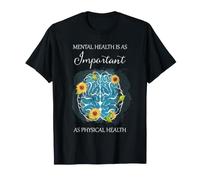 Mental and Physical Health Equality Floral Brain Art T-Shirt