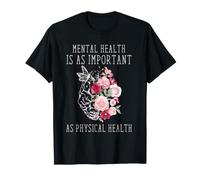 Mental and Physical Health Equality Floral Brain Art T-Shirt