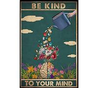Mental Be Kind To Your Mind Poster Reading Books Poster Mental Health Awareness Poster Bookworm Tin Sign Cafe bar Home Wall Art Decoration Retro Metal Tin Sign 8x12 inch