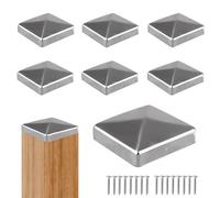 Mental Fence Posts Caps, 9x9cm Metal Fence Post Tops 8 PCS Weatherproof Fences Post Toppers Square Fences Caps with Screws for Protection and Decoration