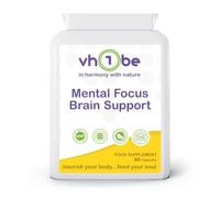 Mental Focus Brain Support 60 Capsules | Daily Cognitive Function Supplement for Concentration & Focus | Ginkgo Biloba & Essential Brain Nutrients | Non-GMO, Vegan-Friendly by vh1be